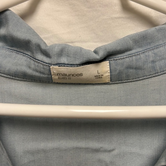 Short Sleeve Denium Blouse - Picture 3 of 5